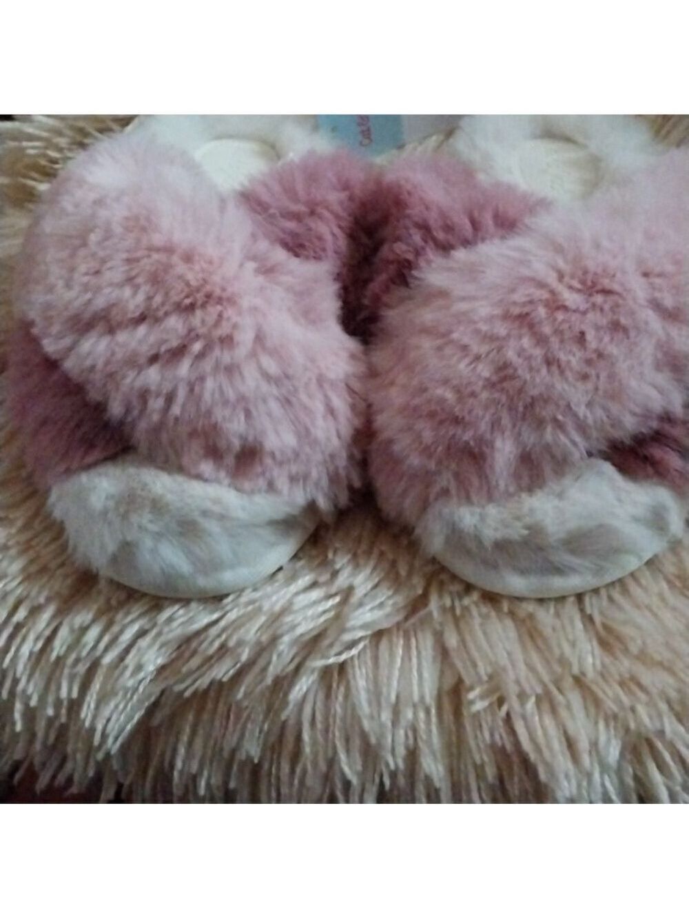 Cat & Jack Girls' Brooklyn Crossband Fur Slippers NWT -Size  S(13/1)